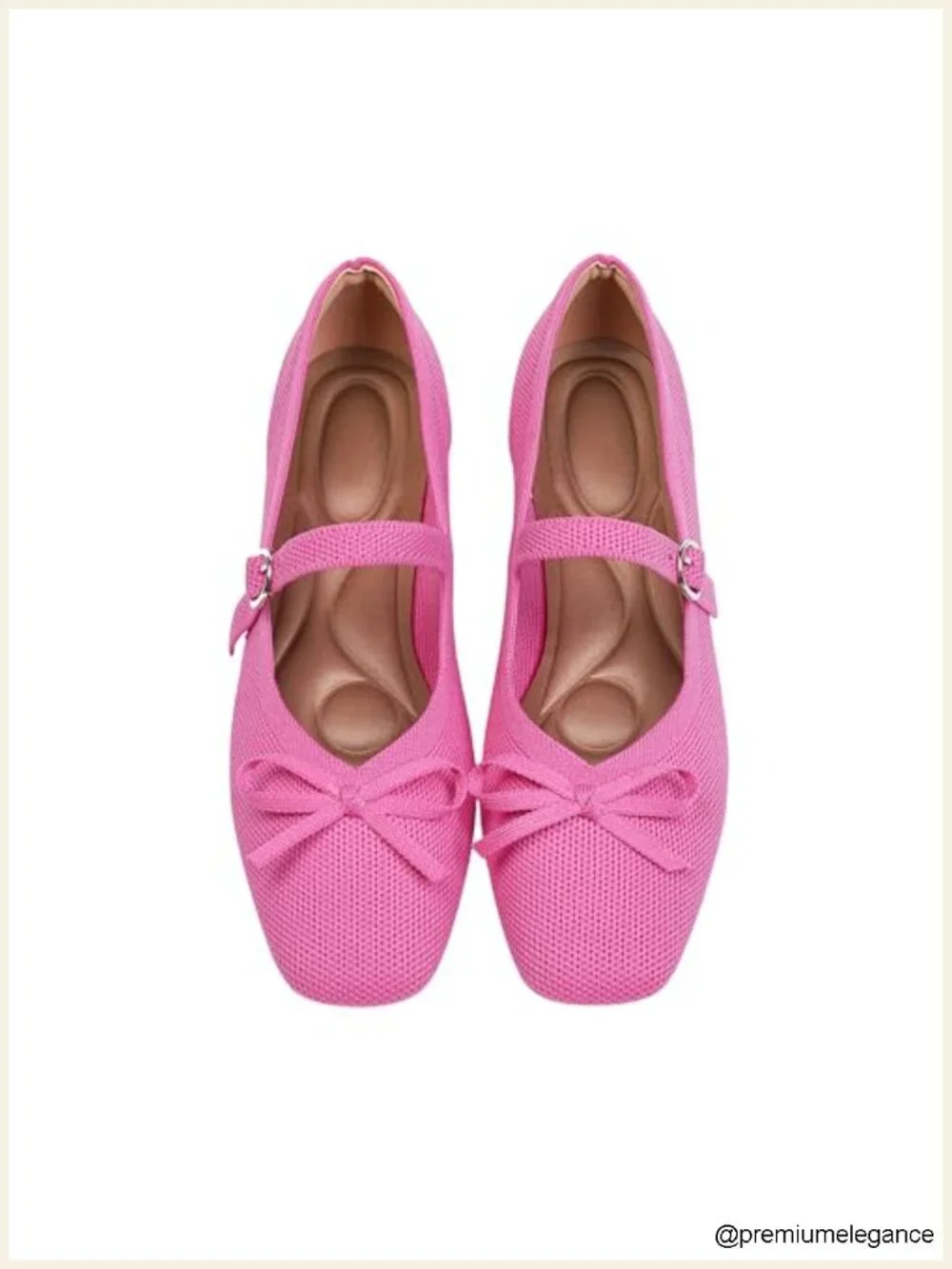 Women Square Toe Knit Ballet Flats Ankle Strap Washable Comfortable Dressy Mary